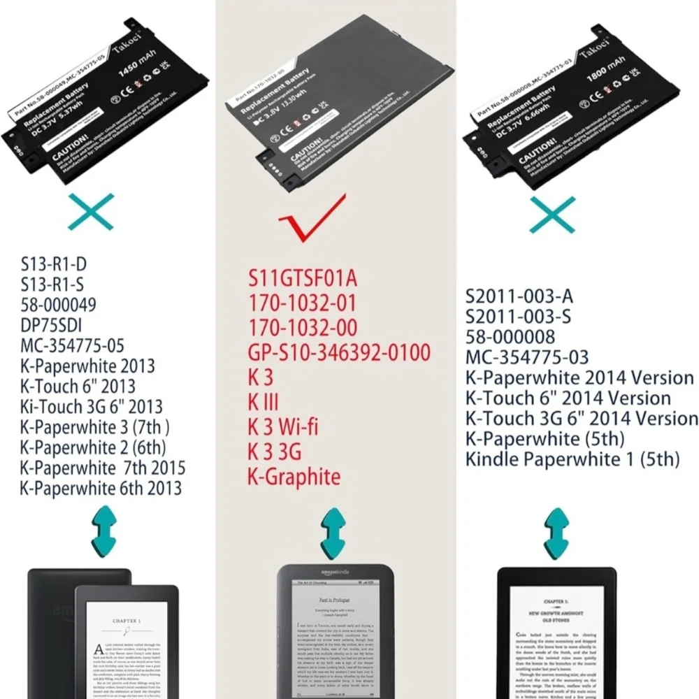 Replacement Battery For Amazon Kindle GP/S10/346392/0100 K3 S11/GTSF/01A